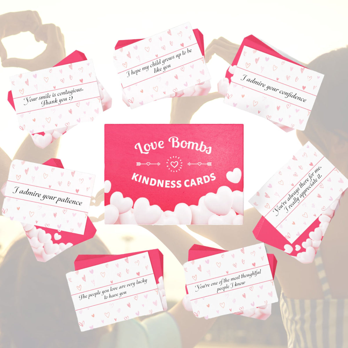 Love Bombs Kindness Cards (Red Version) Sincere Appreciation, Complime