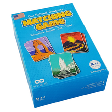 Load image into Gallery viewer, Our National Treasures Matching Game for Ages 3 & Up A Fun & Fast USA National Parks Memory Game for Kids. Yosemite, Yellowstone, Arches, Denali and More