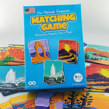 Load image into Gallery viewer, Our National Treasures Matching Game for Ages 3 & Up A Fun & Fast USA National Parks Memory Game for Kids. Yosemite, Yellowstone, Arches, Denali and More