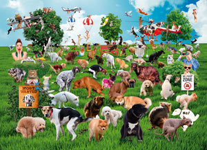 Pooping Puppies Park Party 1000 Piece Puzzle for Adults, 1000 Piece Dog Puzzles for Adults - Funny Gift Dog Poop Gag Jigsaw Puzzles for Dog Lovers & Puppy Owners Prank