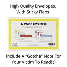 Load image into Gallery viewer, Pack of 17 Funny Prank Envelopes - Gag Gift Practical Jokes And Pranks For Adults