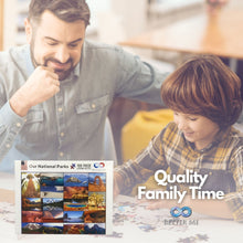 Load image into Gallery viewer, Our National Parks 100 Piece Jigsaw Puzzle for Kids -USA National Park Puzzle - Yellowstone, Zion, Arches, Acadia, Crater Lake, etc.