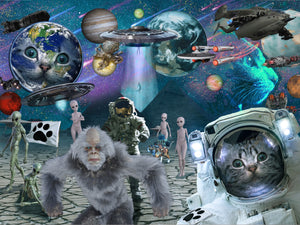 Cats in Space Jigsaw Puzzle - 500 Piece Outer Space Funny Cat Gifts, Science Fiction Funny Cat Puzzles for Adults & Family