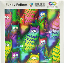 Load image into Gallery viewer, Funky Felines Square 1000 Piece Puzzle - Funny & Colorful Cat Puzzles for Adults 1000 Piece, Unusual Trippy Smiling Kitty Cats Puzzle