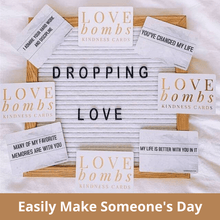 Load image into Gallery viewer, Love Bombs Kindness Cards, Sincere Appreciation, Compliment & Encouragement Cards. Gratitude Gifts for Couples, Families & Friends