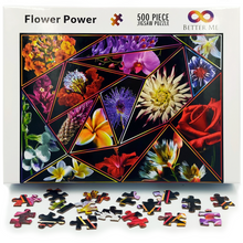 Load image into Gallery viewer, Flower Power Flower Puzzles for Adults 500 Piece Tropical Floral Collage. Jigsaw Puzzle Flower Lover Design Includes Beautiful Plumeria, Bougenvilla, Hibiscus, Orchids, a Bouquet of Gorgeous Blossoms