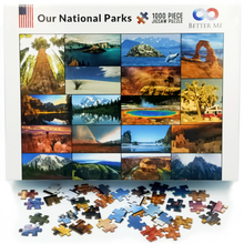 Load image into Gallery viewer, Our National Parks Jigsaw Puzzle -1000 Piece USA National Park Puzzle for Adults, Collage - Yellowstone, Zion, Arches, Acadia, Crater Lake, etc.