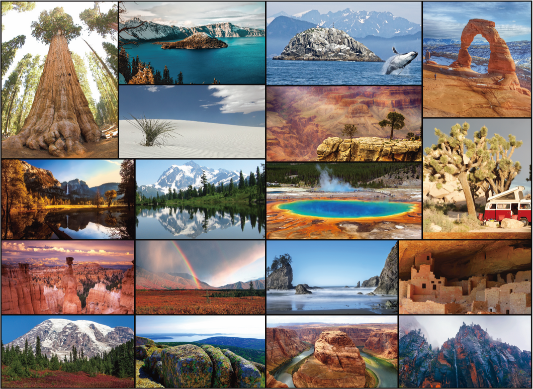 Our National Parks Jigsaw Puzzle - 500 Piece USA National Park Puzzle for Adults, Collage - Yellowstone, Zion, Arches, Acadia, Crater Lake, etc.