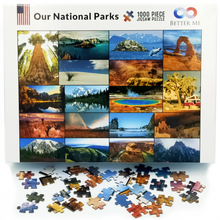 Load image into Gallery viewer, Our National Parks Jigsaw Puzzle -1000 Piece USA National Park Puzzle for Adults, Collage - Yellowstone, Zion, Arches, Acadia, Crater Lake, etc.
