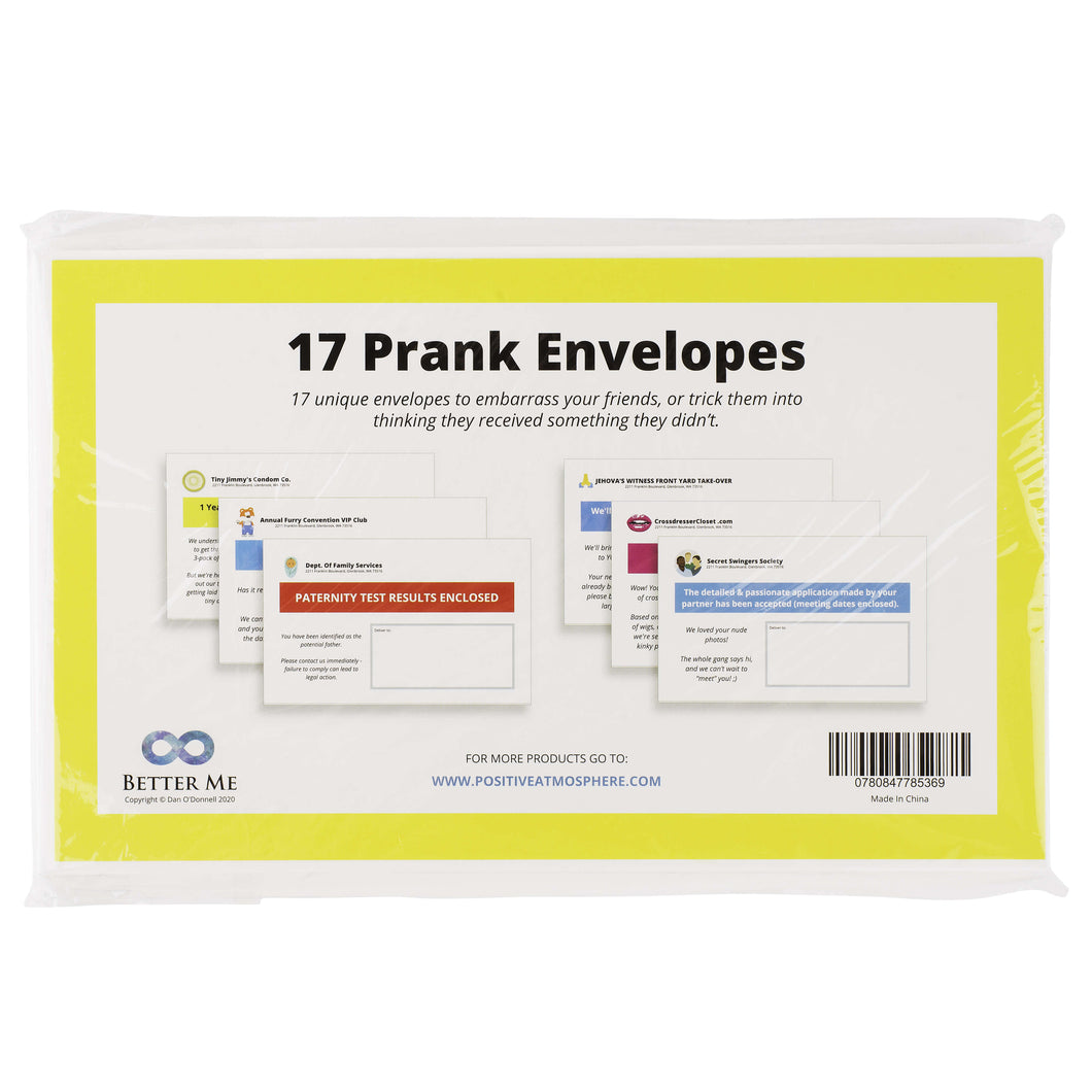 Pack of 17 Funny Prank Envelopes - Gag Gift Practical Jokes And Pranks For Adults